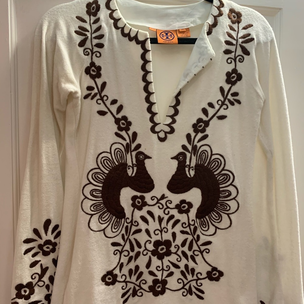 Tory Burch terry cloth embroidered tunic